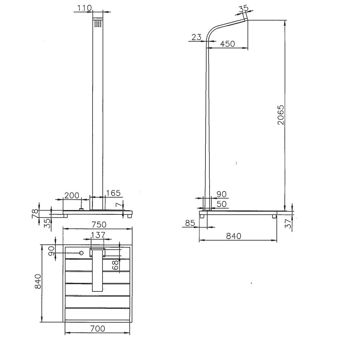 Ideal Ibiza Gartendusche Warmwasser WPC/Edelstahl 4 Ideal Ibiza Gartendusche Warmwasser WPC/Edelstahl – Bild 4
