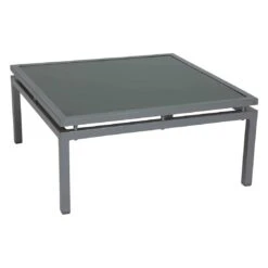Stern Skelby Loungetisch 75x75cm Aluminium/Glas Graphit/Dunkelgrau