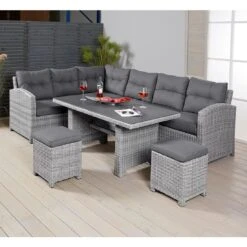 LC Garden Bilbao Dininglounge Geflecht Inkl. Kissen, Tisch Grau 11 LC Garden Bilbao Dininglounge Geflecht Inkl. Kissen, Tisch Grau -Garten Paradies Verkauf 1093271 5