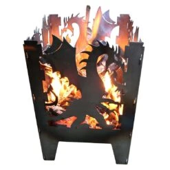 SvenskaV Drache Feuerkorb Rohstahl 35,5x37,0x75 Cm