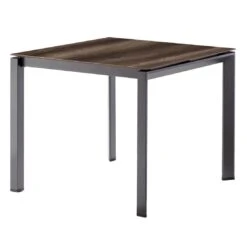 Sieger Gartentisch 90x90cm Aluminium/Polytec Eisengrau/Eiche Dunkel