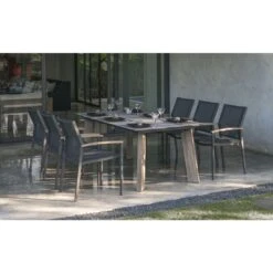 Zebra Alex Stapelsessel Aluminium/Batyline® Teakarmlehnen Graphit/Ebony -Garten Paradies Verkauf 1104898 3