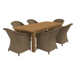 OUTLIV. Coventry Gartenmöbelset 7-teilig Diningsessel Mit Oxford Tisch 220x100 Cm Brown/Taupe