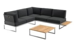 OUTLIV. Capri Ecklounge 3tlg Edelstahl/Teak Schwarz