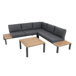 MWH Reno Ecklounge 4-teilig Aluminium/Teak Eisengrau/Teak
