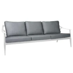 Stern Vanda 3-Sitzer Sofa Aluminium/Outdoorstoff Weiß/Seidengrau
