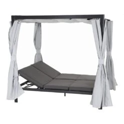 Siena Garden Waikiki Loungebett Inkl. Dach Aluminium/Textil Anthrazit/Hellgrau
