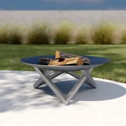 SvenskaV Futura Super XXL Feuerschale Ø80x30cm Edelstahl/Rohstahl Edelstahl/Schwarz