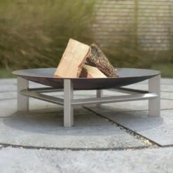 SvenskaV Alpha XXL Feuerschale 58x58x20cm Edelstahl/Rohstahl Edelstahl/Schwarz -Garten Paradies Verkauf 1231277 3