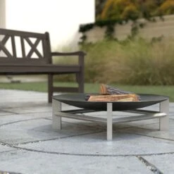 SvenskaV Alpha XXL Feuerschale 58x58x20cm Edelstahl/Rohstahl Edelstahl/Schwarz -Garten Paradies Verkauf 1231277 4