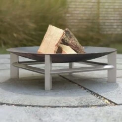 SvenskaV Alpha Super XXL Feuerschale 80x80x22,5cm Edelstahl/Rohstahl Edelstahl/Schwarz -Garten Paradies Verkauf 1231299 3