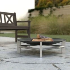 SvenskaV Alpha Super XXL Feuerschale 80x80x22,5cm Edelstahl/Rohstahl Edelstahl/Schwarz -Garten Paradies Verkauf 1231299 4