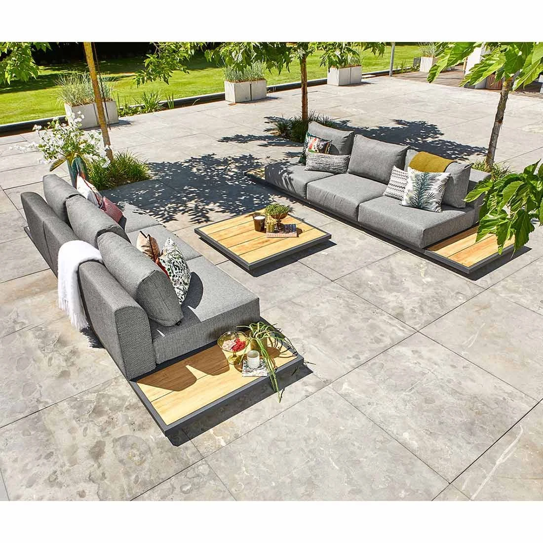 Suns Kota Loungetisch 110x110x10cm Aluminium/Teak Matt Royal Grey/Teak Natur 2 Suns Kota Loungetisch 110x110x10cm Aluminium/Teak Matt Royal Grey/Teak Natur – Bild 2