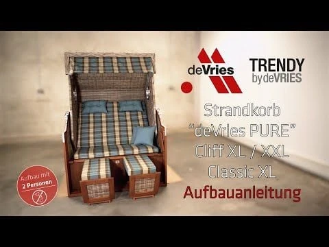 DeVries Pure Classic XL Strandkorb Pinie/Geflecht Des.444 Antique Brown 1 DeVries Pure Classic XL Strandkorb Pinie/Geflecht Des.444 Antique Brown