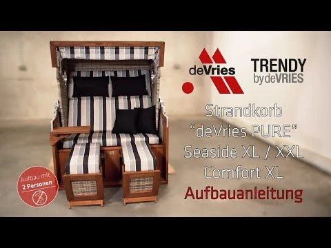 DeVries Pure Comfort XL Strandkorb Pinie/Geflecht Des.454 Seashell 1 DeVries Pure Comfort XL Strandkorb Pinie/Geflecht Des.454 Seashell