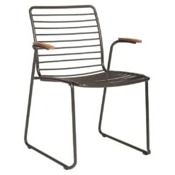 Stern Levi Stapelsessel Edelstahl/Teakarmlehnen Anthrazit