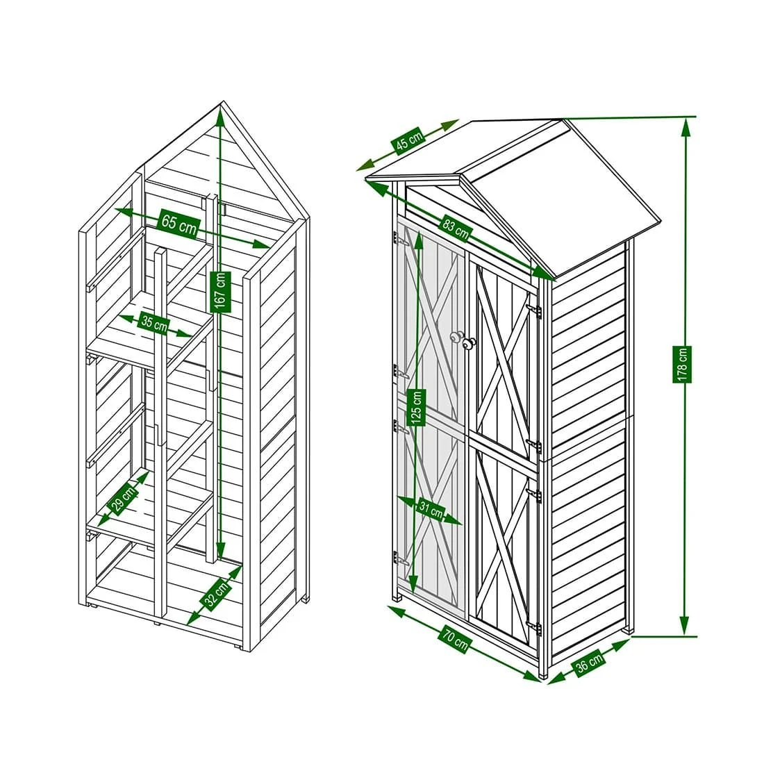 Habau Lena Gartenschrank 84x45x178 Cm 4 Habau Lena Gartenschrank 84x45x178 Cm – Bild 4