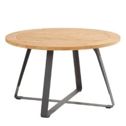 4Seasons Basso Gartentisch Ø130 Cm Stahl/Teak Teak/Anthrazit