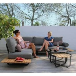 Zebra Park Ecklounge 5-tlg. Aluminium/Teak/Rope Graphit/Sutton Grey Graphit/Teak/Sutton Grey