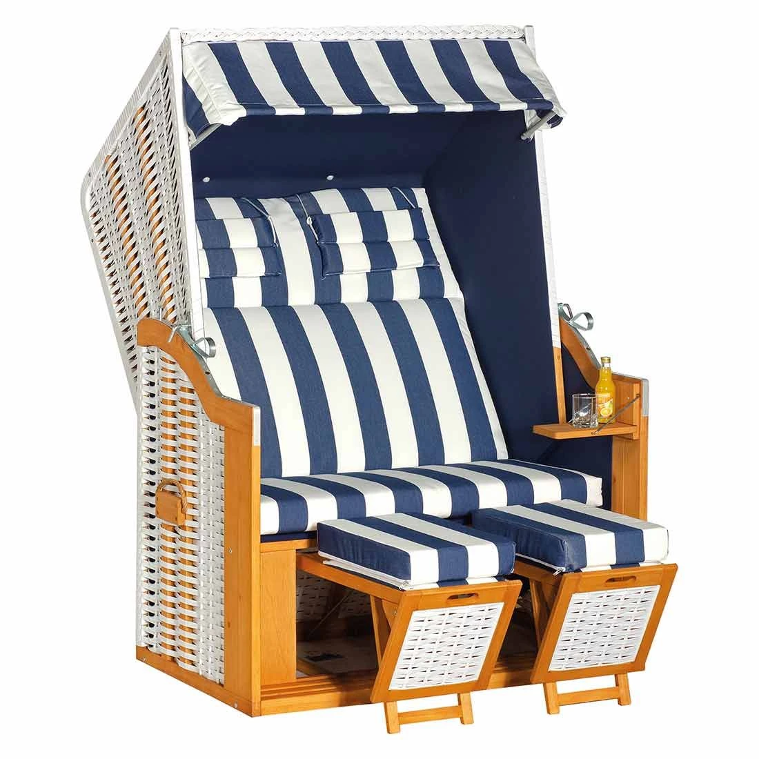 Sunny Smart Rustikal 34 Z Strandkorb Pinie/Geflecht Weiß/Blau 1 Sunny Smart Rustikal 34 Z Strandkorb Pinie/Geflecht Weiß/Blau