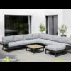 Kettler Ocean Skid Platform Gartensofa Mit Loungetisch Alu/Olefin Anthrazit/Hellgrau