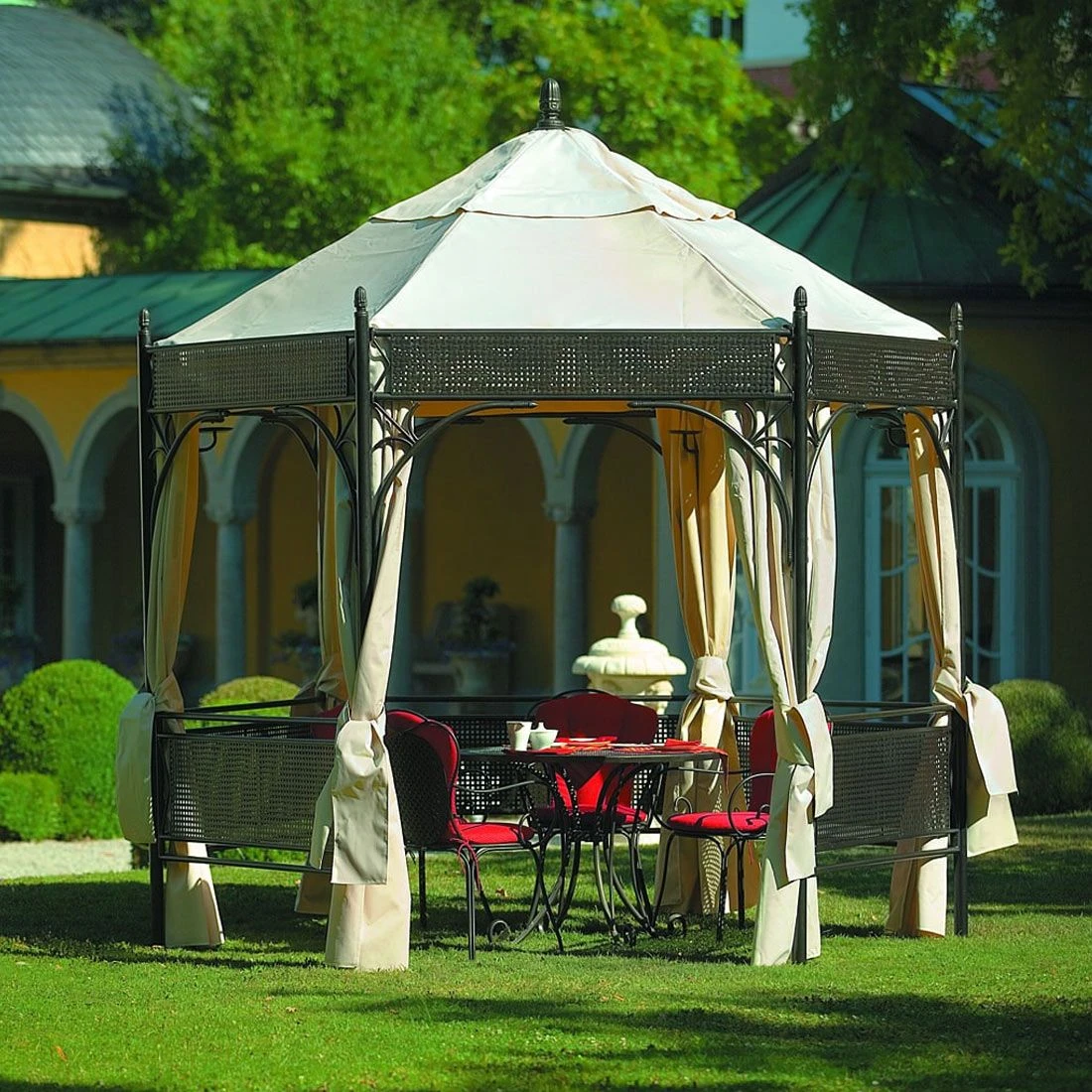 MBM Romeo Romantik Gartenpavillon Schmiedeeisen Marone 2 MBM Romeo Romantik Gartenpavillon Schmiedeeisen Marone – Bild 2