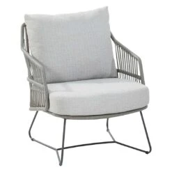 4Seasons Sempre Loungesessel Edelstahl/Rope Inkl. Kissen Anthrazit/Silbergrau