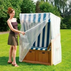 Strandkorbhaube Mit 2 RV. Poly-Gitter Transparent