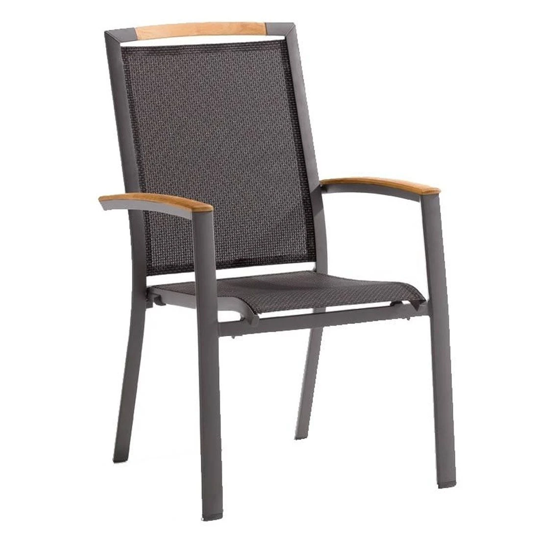 Sieger Catena Stapelsessel Aluminium/Textilene Eisengrau/Grau 2 Sieger Catena Stapelsessel Aluminium/Textilene Eisengrau/Grau – Bild 2