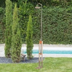 Ideal Altena Gartendusche Kaltwasser Edelstahl/Holz