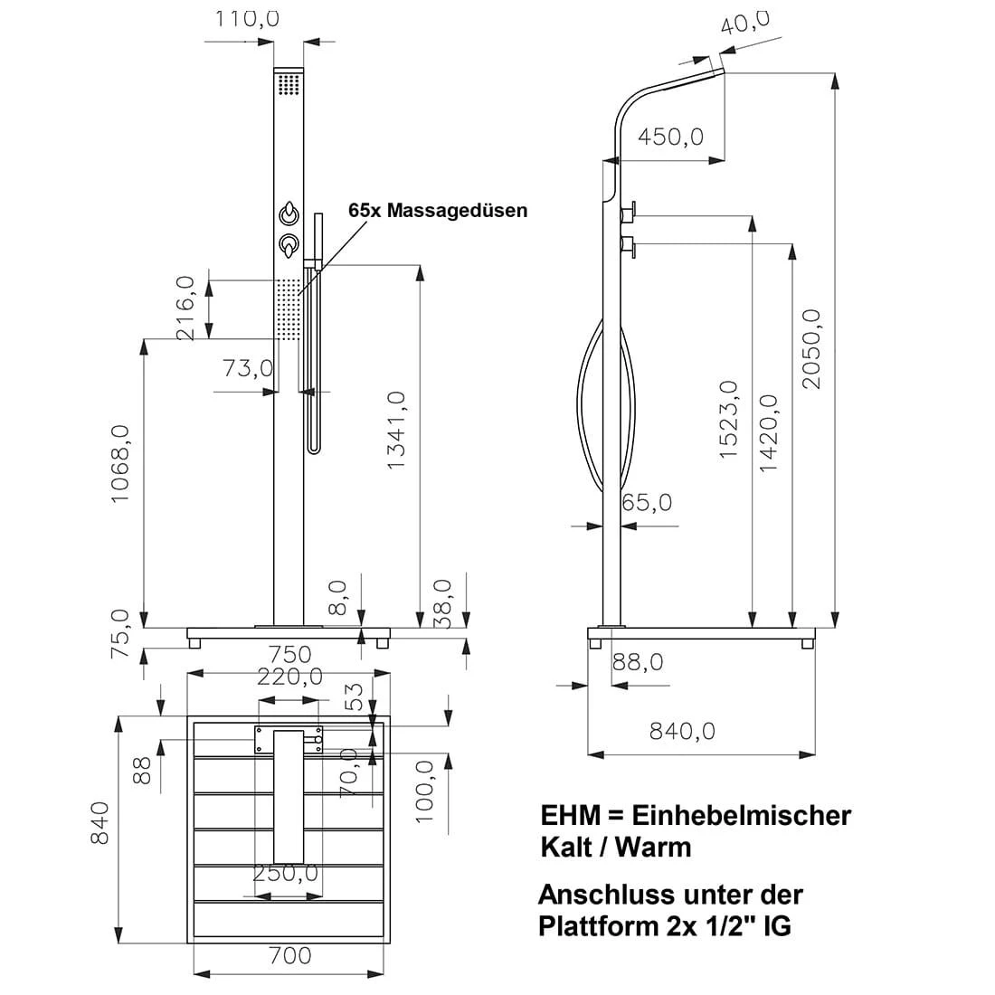 Ideal Helena Gartendusche Warmwasser Edelstahl/WPC 4 Ideal Helena Gartendusche Warmwasser Edelstahl/WPC – Bild 4