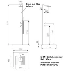 Ideal Kuba Gartendusche Warmwasser Edelstahl/WPC/Glas 6 Ideal Kuba Gartendusche Warmwasser Edelstahl/WPC/Glas -Garten Paradies Verkauf 811132 3