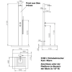 Ideal Tobago Gartendusche Warmwasser Edelstahl/WPC/Glas -Garten Paradies Verkauf 829128 5