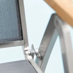 Stern Cardiff Klappsessel Edelstahl/Textilene/Teak-Armlehnen Silber/Silbergrau -Garten Paradies Verkauf 839094 3