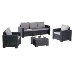 Best Mombasa Loungeset 4-tlg. Geflecht Graphit/Hellgrau