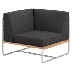 OUTLIV. Largo Ecklounge 5-teilig Stahl/Akazie Mit Kissen Silber/Dunkelgrau -Garten Paradies Verkauf 854428 8