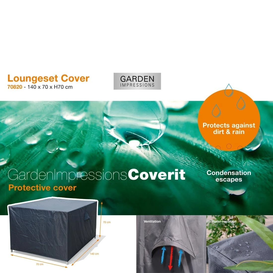 Garden Impressions Coverit Schutzhülle Für Loungegruppen 140x70x70cm Uni 2 Garden Impressions Coverit Schutzhülle Für Loungegruppen 140x70x70cm Uni – Bild 2