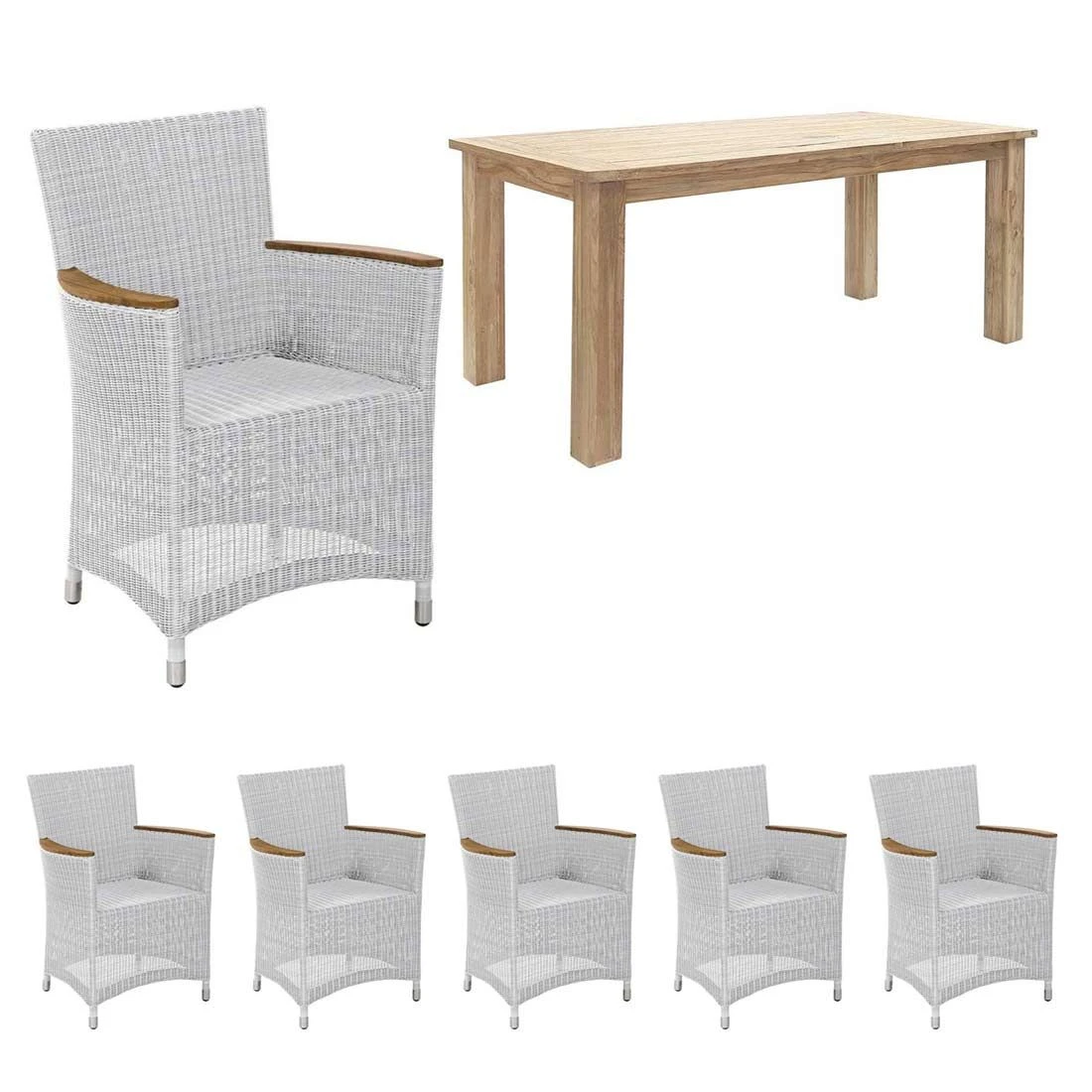 Zebra Loomus/Oxford Dininggruppe 7-teilig Tisch 220cm Weiß 1 Zebra Loomus/Oxford Dininggruppe 7-teilig Tisch 220cm Weiß