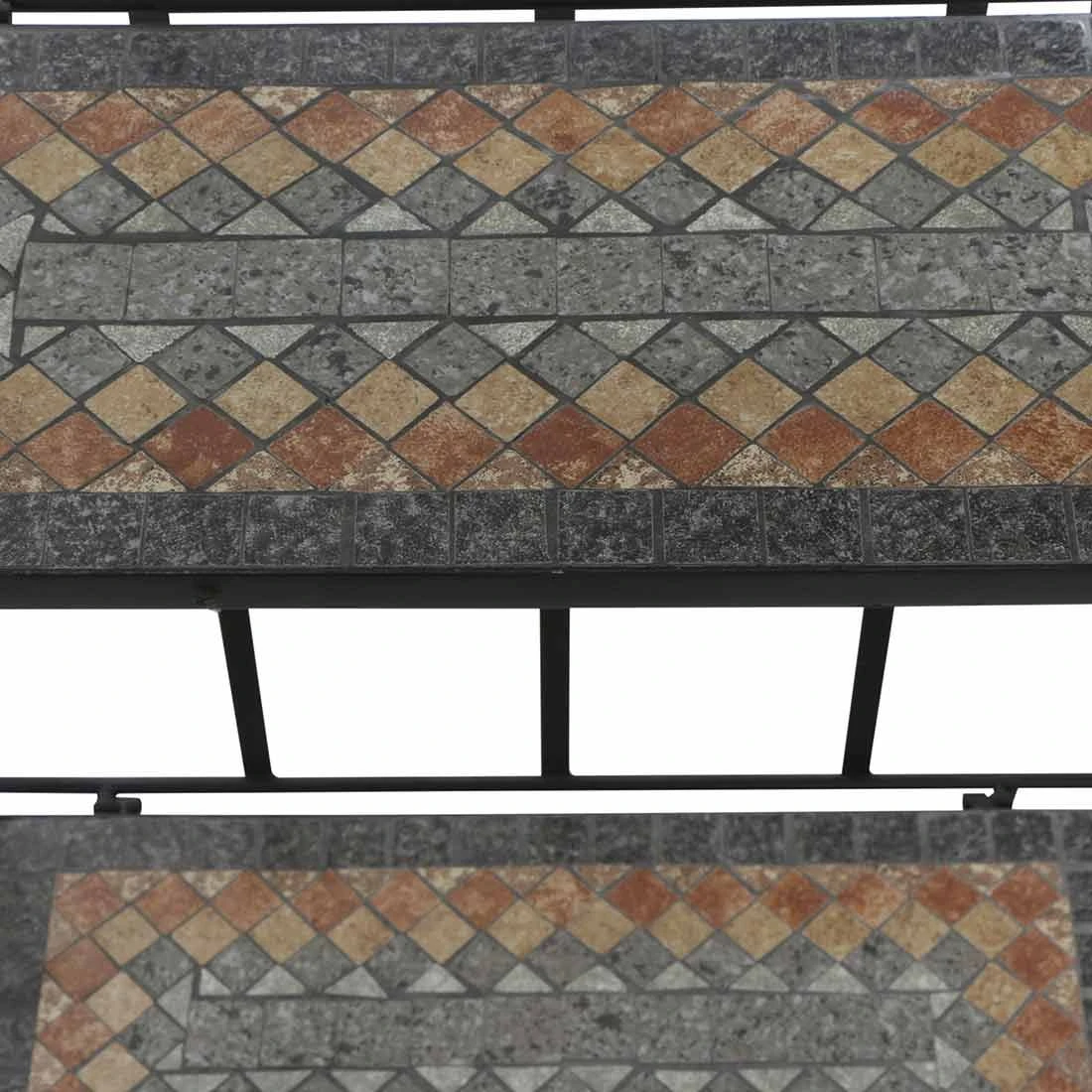 Siena Garden Prato Regal 143cm Eisen/Mosaikoptik 3 Böden Mattschwarz/Terracotta-Mix 5 Siena Garden Prato Regal 143cm Eisen/Mosaikoptik 3 Böden Mattschwarz/Terracotta-Mix – Bild 5