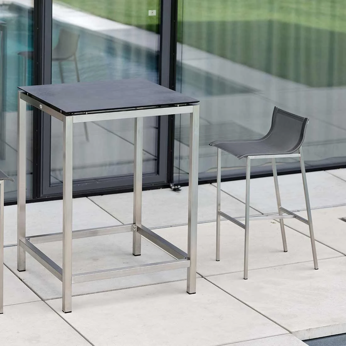 Stern Barny Garten-Barstuhl Edelstahl/Textilene Edelstahl/Silbergrau 2 Stern Barny Garten-Barstuhl Edelstahl/Textilene Edelstahl/Silbergrau – Bild 2