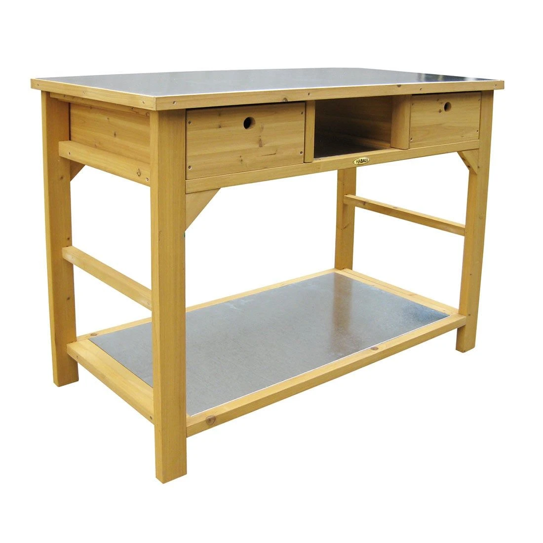 Habau Gartentisch/Pflanztisch 110x55 Cm Mit Schubladen Spießtanne/Blech Braun 1 Habau Gartentisch/Pflanztisch 110x55 Cm Mit Schubladen Spießtanne/Blech Braun