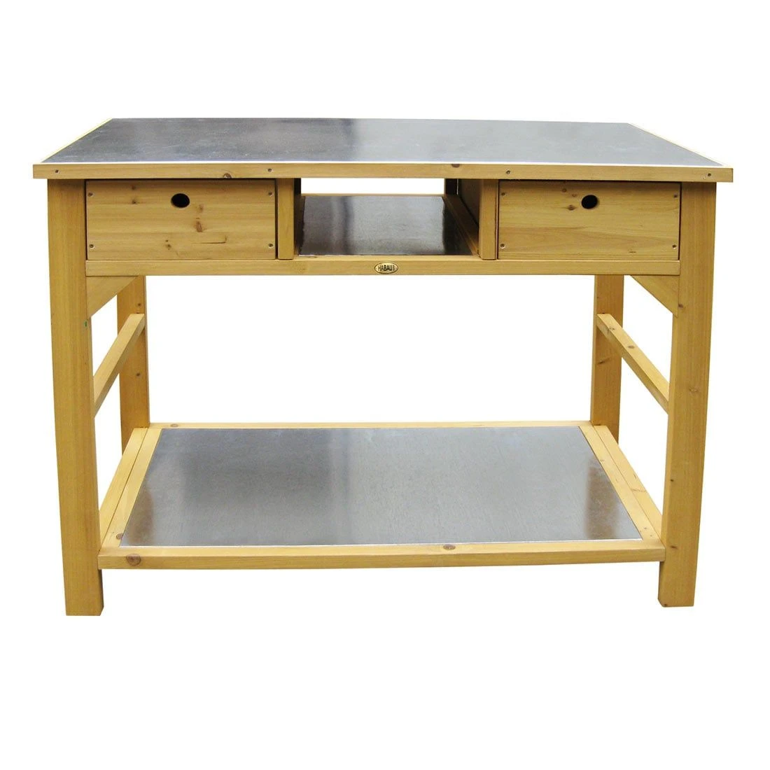 Habau Gartentisch/Pflanztisch 110x55 Cm Mit Schubladen Spießtanne/Blech Braun 2 Habau Gartentisch/Pflanztisch 110x55 Cm Mit Schubladen Spießtanne/Blech Braun – Bild 2