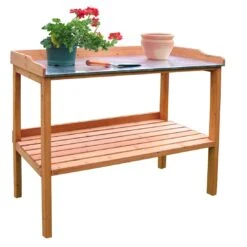 Habau Pflanztisch Mit Verzinkter Arbeitsplatte Holz/Blech Braun