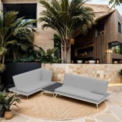 Best Beyond Babylon Loungetisch 120x70x28cm Edelstahl/HPL Silber