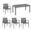 Best Rhodos Gartenmöbelset 5-tlg. Mit Tisch 160x90cm Anthrazit