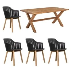 Cane-Line Choice Gartenmöbelset 5-tlg. Mit Tisch 180x100cm Black/Natur