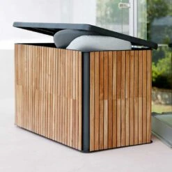 Cane-Line Combine Gartenbox Klein Teak/Aluminium Natur/Lava Grey -Garten Paradies Verkauf cane line combine kissentruhe gross teak aluminium 1463476 6