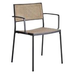 Cane-Line Less Stapelstuhl Aluminium/Geflecht Lava Grey/Natur