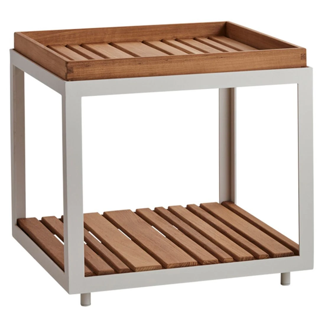 Cane-Line Level Beistelltisch 48x48cm Aluminium/Teak White/Natur 1 Cane-Line Level Beistelltisch 48x48cm Aluminium/Teak White/Natur