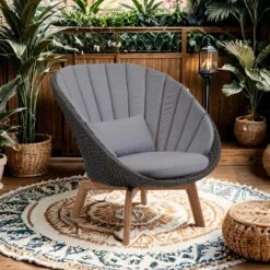 Cane-Line Peacock Loungesessel Teak/Rope Dark Grey/Grey